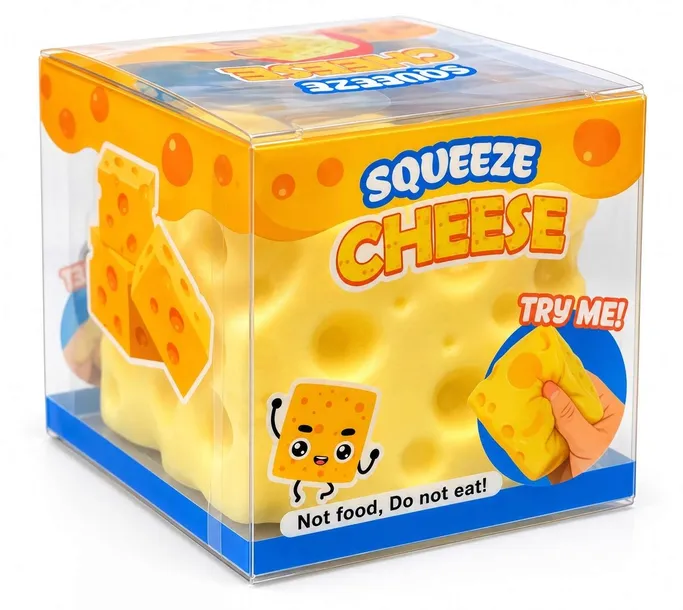 gniotek WAZELINOWY Kostka SERA 5 cm squishy antystresowy ser
