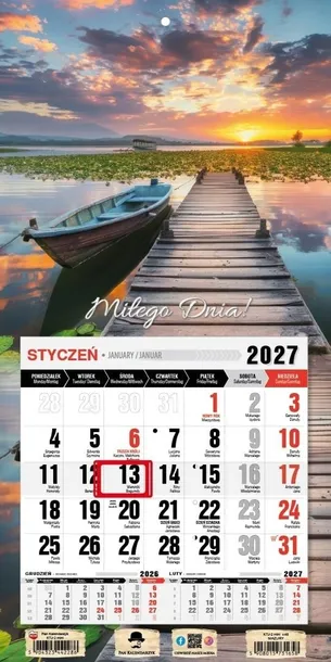 Pan Kalendarzyk kalendarz jednodzielny mini magnetyczny Mazury 2027