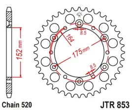 zebatka-tylna-jt-jta853-43blk-yamaha-yz-yzf-aluminiowa-lekka-mocna