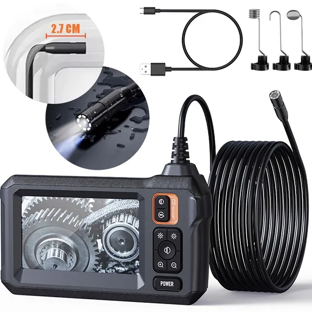 KAMERA INSPEKCYJNA ENDOSKOP EKRAN 4.3” PRZEWÓD 5m 8.5mm 8LED HD ZOOM IP67