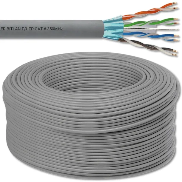 Kabel Sieciowy CAT6 F/UTP 100m Skrętka LAN Drut CU BITNER TI0048 (100)