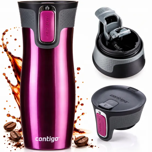 KUBEK TERMICZNY CONTIGO WEST LOOP 2.0 NA KAWĘ DO AUTA - MALINOWY 470ML