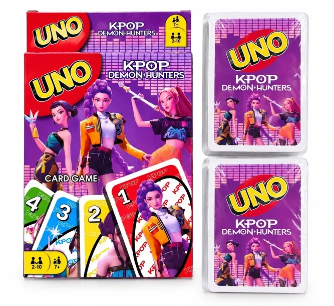KPOP Karty UNO Demon Hunters Łowczynie Demonów Huntrix Rumi Mira Zoey gra rodzinna 112 kart gra karciana
