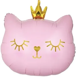 balon-foliowy-kot-kotek-rozowy-w-koronie-42x395cm
