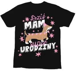 koszulka-dziecieca-jamnik-dzis-mam-urodziny-czarna-7-8-lat