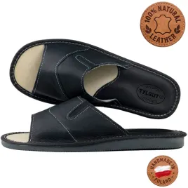 kapcie-meskie-skorzane-pantofle-odkryte-z-gumka-czarne-recznie-szyte-r-45