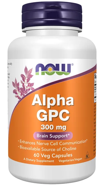 NOW FOODS ALPHA GPC 300MG 60VC ALFA GPC CHOLINA MÓZG PAMIĘĆ KONCENTRACJA