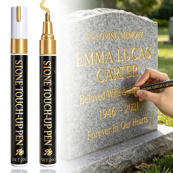 MARKER DO NAGROBKÓW ZŁOTY 2 SZT WODOODPORNY DO LITER GRANITU MARMURU UV