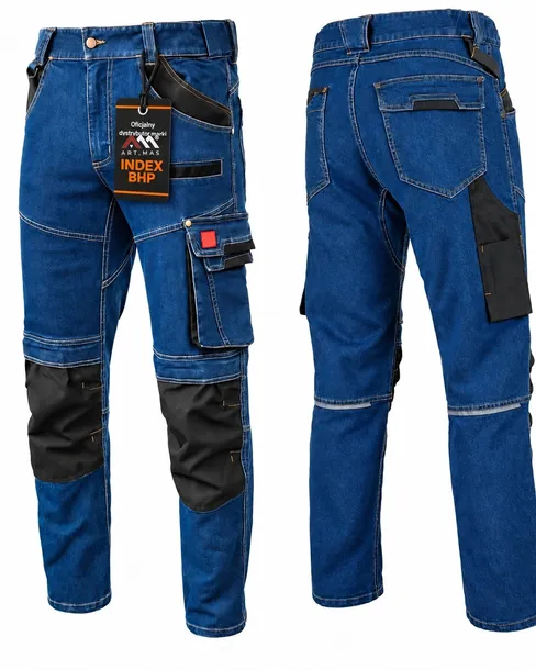 SPODNIE ROBOCZE JEANS STRETCH elastyczne MOCNE dużo kieszeni STRETCH