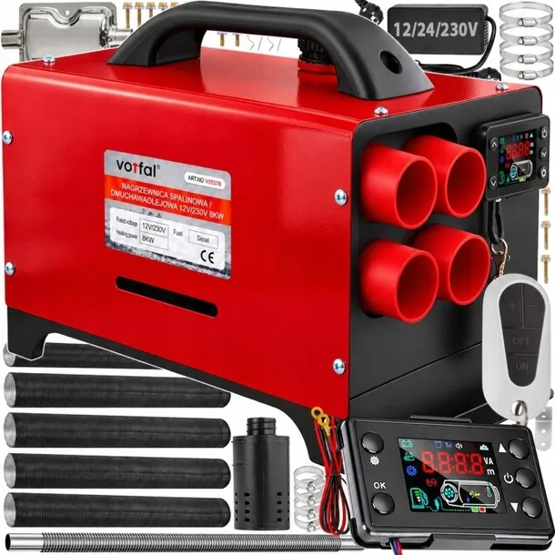 NAGRZEWNICA SPALINOWA OLEJOWA OGRZEWANIE POSTOJOWE WEBASTO 8KW LCD 12V 230V