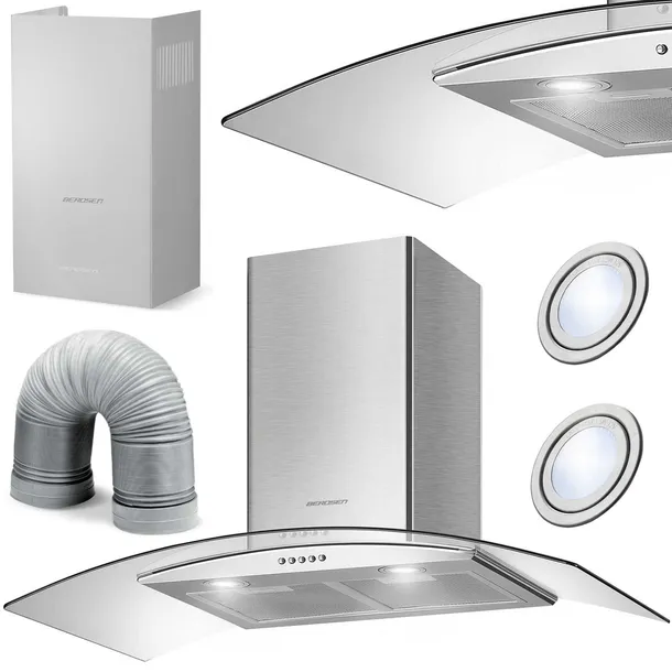 OKAP KUCHENNY 90cm KOMINOWY BT-223 +RURA LED
