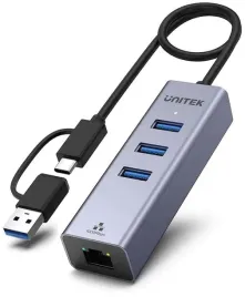 unitek-hub-usb-c-4w1-ethernet-3-x-usb-a-5-gbps-z-adapterem-usb-a