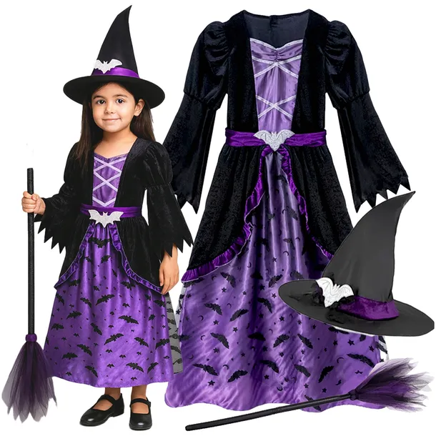STRÓJ CZAROWNICY WIEDŹMA WRÓŻKA STRÓJ NA HALLOWEEN CZAROWNICA 146 / 152