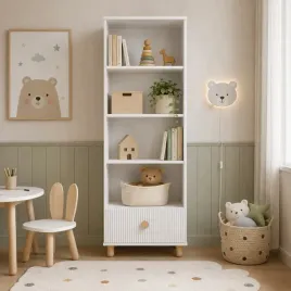 regal-biblioteczka-loft-z-szuflada-bialy