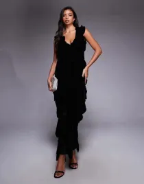czarna-maxi-sukienka-v-neck-kwiat-3d-b23-s