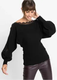 bodyflirt-czarny-sweter-marszczenie-koronka-haft-usq-sb6-s-m