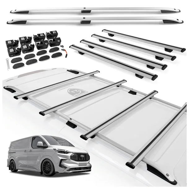 Komplet - Relingi i bagażnik dachowy do FORD TRANSIT CUSTOM 2012-2023 DŁUGI
