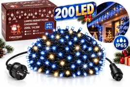 lampki-swiateczne-200-led-145-m-niebieskie-cieply-bialy-flash-zewnetrzne