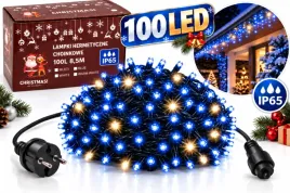 lampki-swiateczne-100-led-85-m-niebieskie-cieply-bialy-flash-zewnetrzne
