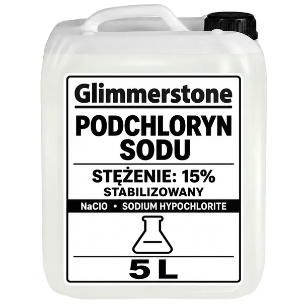 Podchloryn Sodu 15% Stabilizowany Chlor w Płynie - Sprawdzona Jakość - 5L