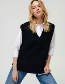 sinsay-czarna-dzianinowa-kamizelka-v-neck-exx-b21-xxs