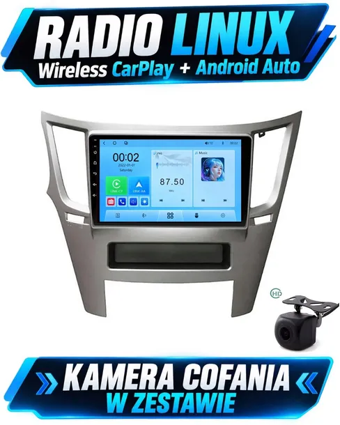 Radio Linux do Subaru Legacy Outback 2010+ CarPlay, Android Auto + kamera