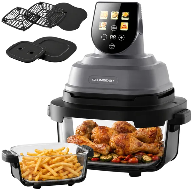 Frytkownica beztłuszczowa Schneider CRISPI Air Fryer 2 szklane misy 5,5L