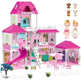 domek-dla-lalek-rozkladany-villa-mebelki-figurki-taras-pieski-duzy-rozowy
