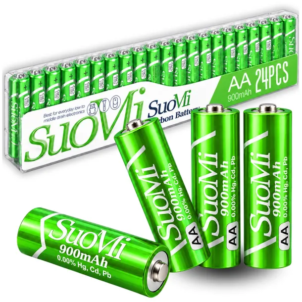 BATERIE AA R6 1,5V CYNKOWO-WĘGLOWE SUOMI 900mAh MOCNE ZESTAW 24 SZT