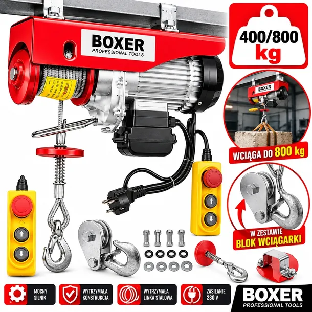 Wyciągarka wciągarka elektryczna Boxer 400/800 kg z pilotem