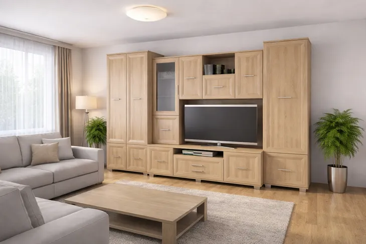 Meblościanka BIANCO 300 cm z Szafą RTV Salon Nowoczesna Zestaw mebli od ARSYL-MEBLE