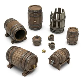 3d-printed-set-miscelaneous-wooden-barrels-1-35-zestaw-beczek-do-makiet