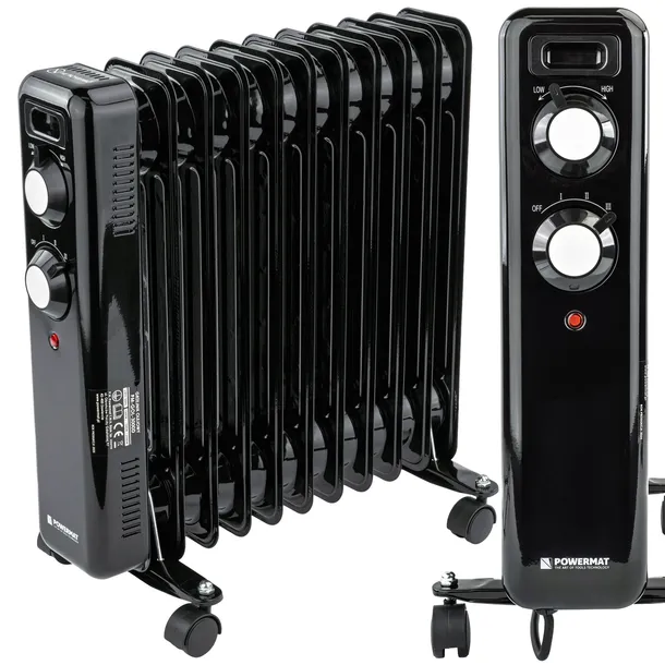 GRZEJNIK OLEJOWY ELEKTRYCZNY 2500W 11 ŻEBER KALORYFER MOCNY TERMOSTAT KÓŁKA