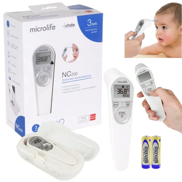 Microlife termometr medyczny bezdotykowy bezkontaktowy NC200 + BATERIE