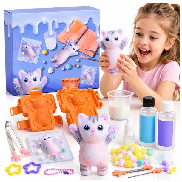ZESTAW DO ROBIENIA GNIOTEK KOT ŁAPKA ANTYSTRESOWY SQUISHY DIY DLA DZIECI