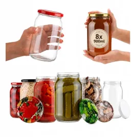 8x-sloik-900ml-z-zakretka-fi82-na-miod-dzem-przetwory-sloiki-szklane-09l