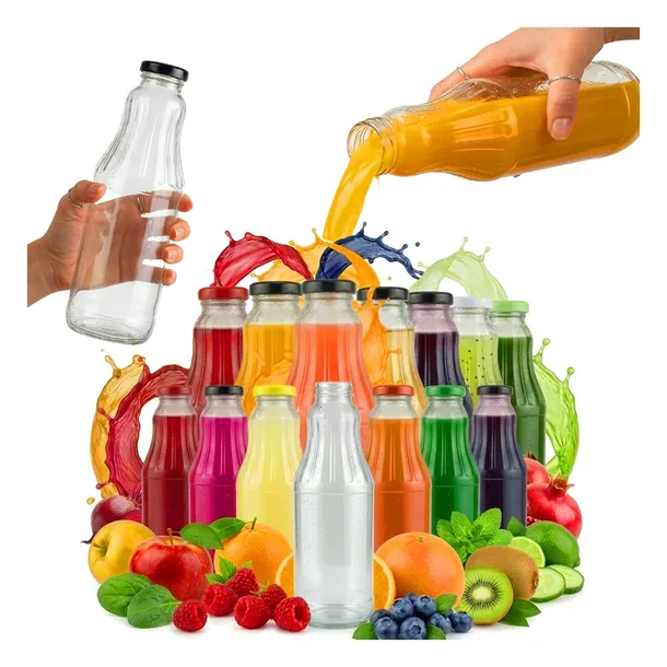 50x Butelki Szklane FRUIT 1L Butelka Słoik Na Sok Soki Mleko Syrop 1000ml