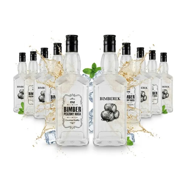 10x Butelki DANIEL 500ml z nadrukiem na BIMBER Nalewki Wino Ślub