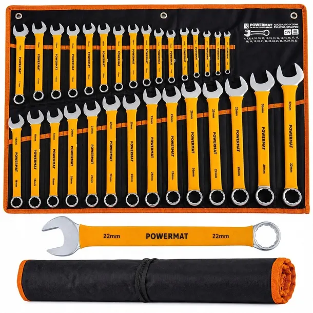ZESTAW KLUCZY PŁASKO-OCZKOWYCH 30 ELEMENTÓW 6-32MM CrV W ETUI DO GARAŻU