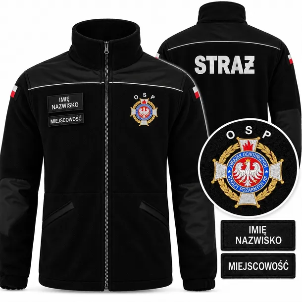 CIEPŁY POLAR strażacki Bluza STRAŻ POŻARNA OSP ZOSP + naszywki r. S