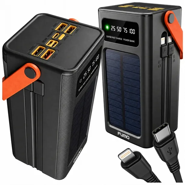 MOCNY POWERBANK POWER BANK z kablami 50000mAh 7xUSB USB-C SZYBKIE ŁADOWANIE