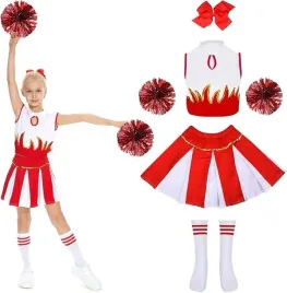 stroj-cheerleaderki-dla-dziewczynki-z-pomponami-skarpetkami-i-kokarda-160cm