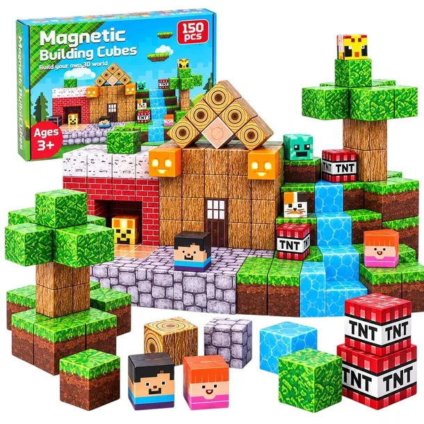 Klocki Magnetyczne Minecraft 150 el. Zestaw dla Dzieci 3+ Plastikowe