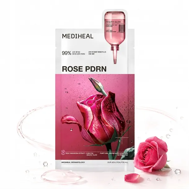 MEDIHEAL ROSE PDRN MASKA W PŁACHCIE – ROZŚWIETLAJĄCA MASKA DO TWARZY Z PDRN I EKSTRAKTEM Z RÓŻY - 1 SZT