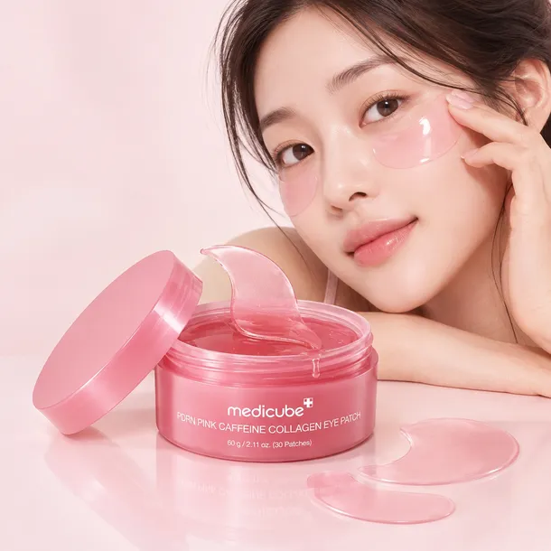 MEDICUBE PDRN Pink Caffeine Collagen Eye Patch 60 szt. – Hydrożelowe płatki pod oczy z kofeiną i kolagenem