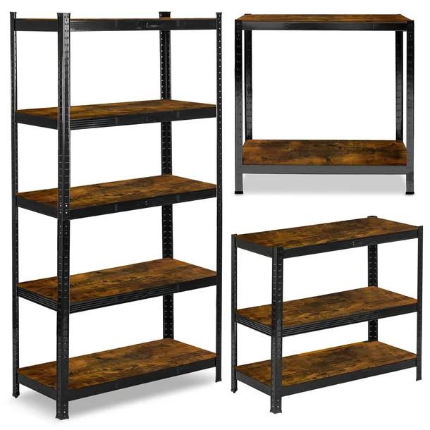 REGAŁ METALOWY MAGAZYNOWY LOFTOWY CZARNY 180x90x40cm 5 półek 875kg 2w1