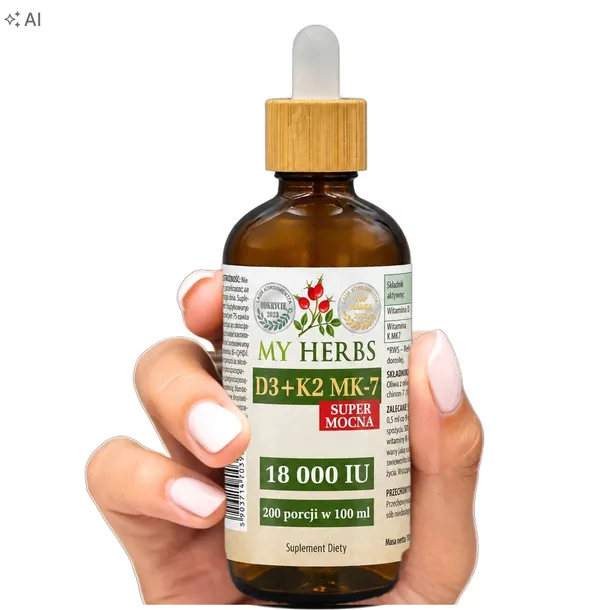 Witamina D3+K2 MK-7 Super Mocna 18 000 IU 200 porcji w 100 ml serce kości