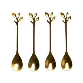zestaw-4-lyzeczki-gold-leaf-stal-nierdzewna-ozdobne