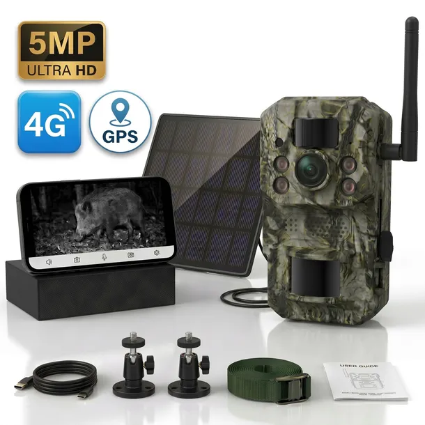 Kamera Leśna Fotopułapka GSM 4G GPS Podgląd na Żywo Live + Panel Solarny