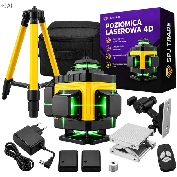 POZIOMICA LASEROWA POZIOMNICA 4D 16 LINII 360 KRZYŻOWA STATYW ELEKTRONICZNA